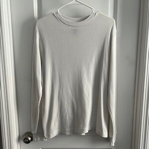 White Long Sleeve Waffle Knit Top